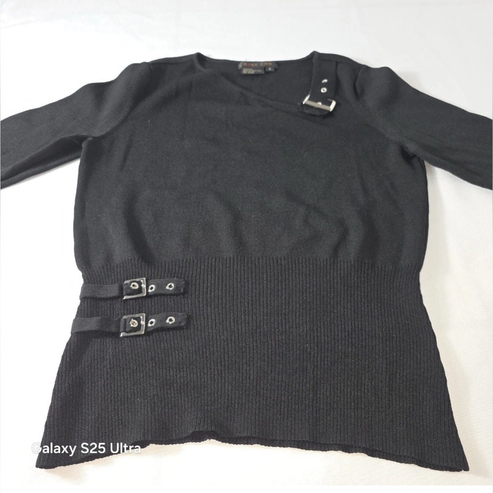 Ruby Cho Womans Small Black Top With‎ Buckle Accents Goth Whimsygoth Pre-owned